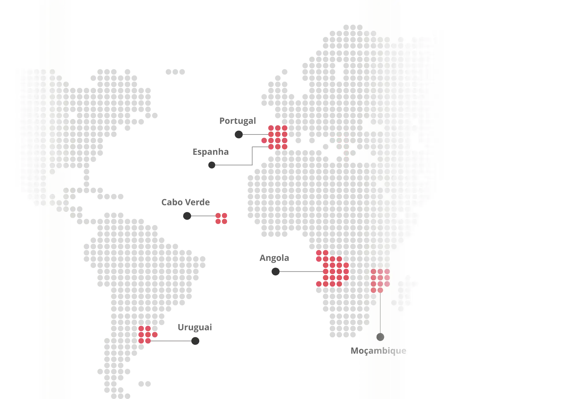 Mapa mundo com as localizações da eiC